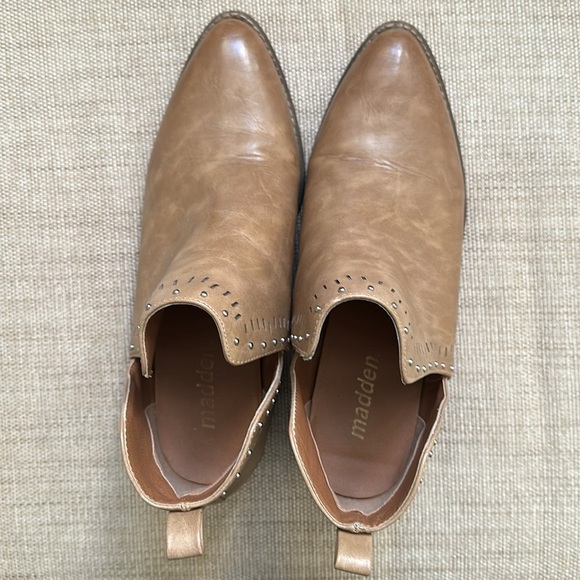 Madden Nellie Ankle Boots Laser Cut Out design Studded Block Heel Almond Toe - Picture 4 of 15